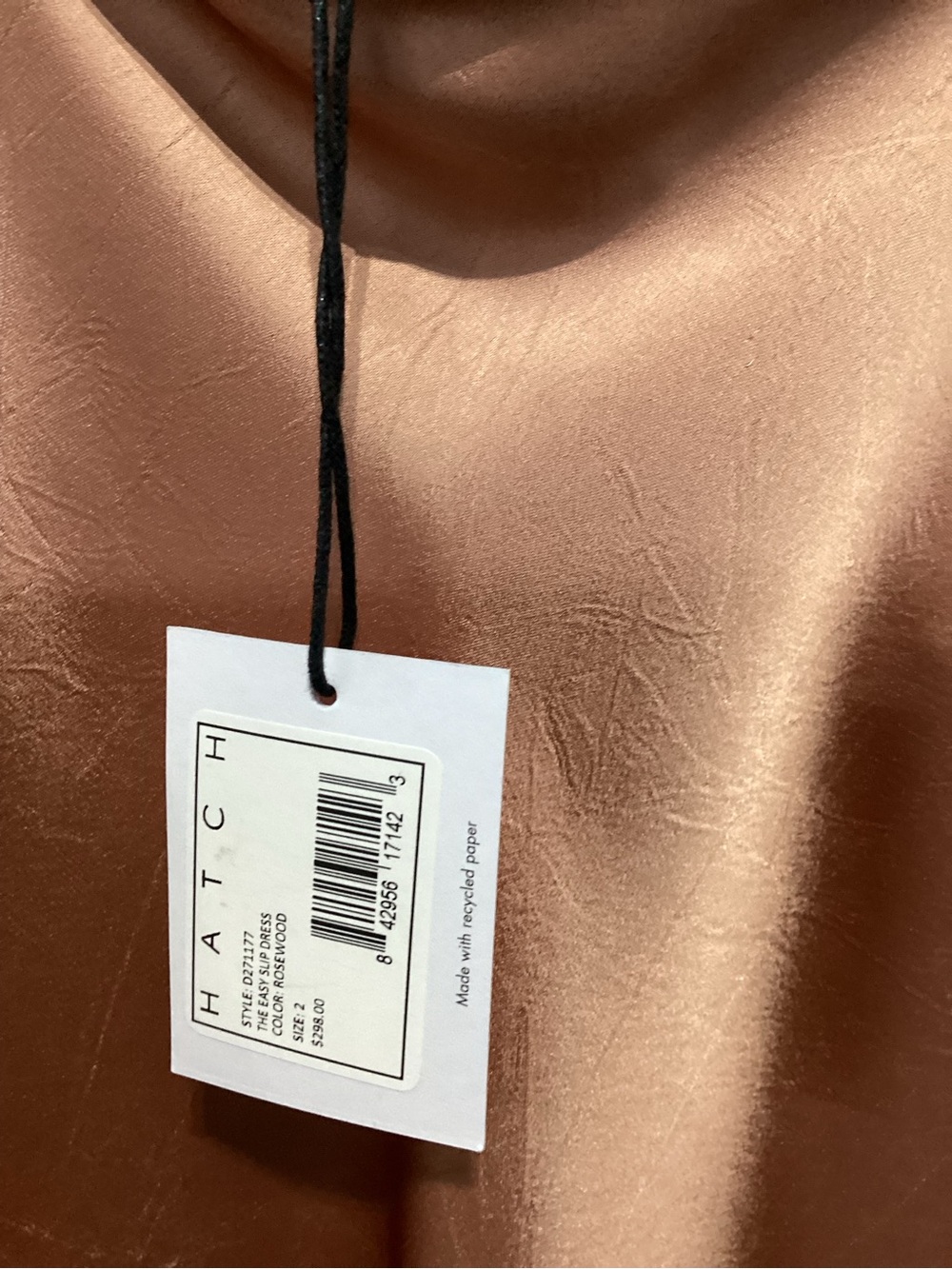 Hatch Satin Slip Dress in Pale Pink